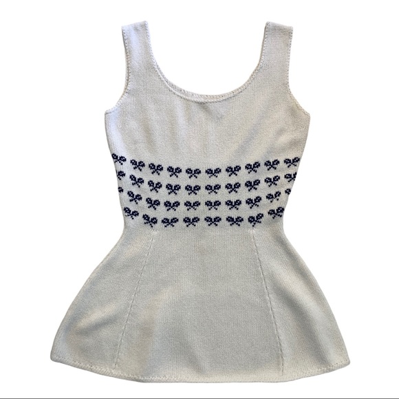 Vintage Tops - Vintage tennis knits 70s peplum tan is top Small